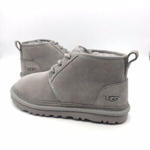 UGG NEUMEL SEAL GREY SUEDE FULLY LINED SHEARLING ANKLE BOOTS